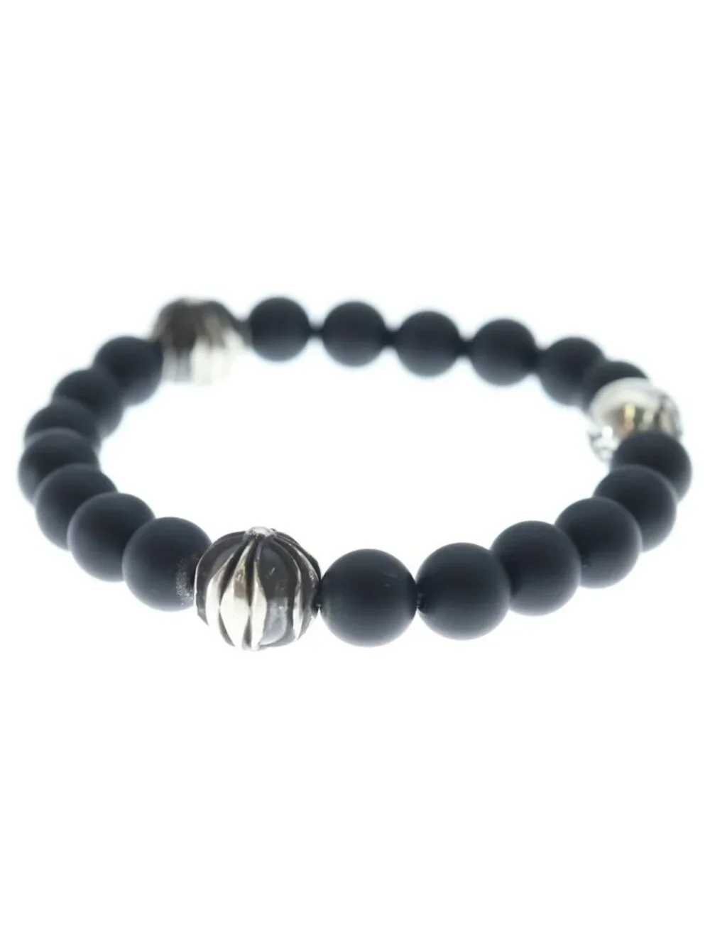 Chrome Hearts 8 Bead Onyx Beads Bracelet Black Silver